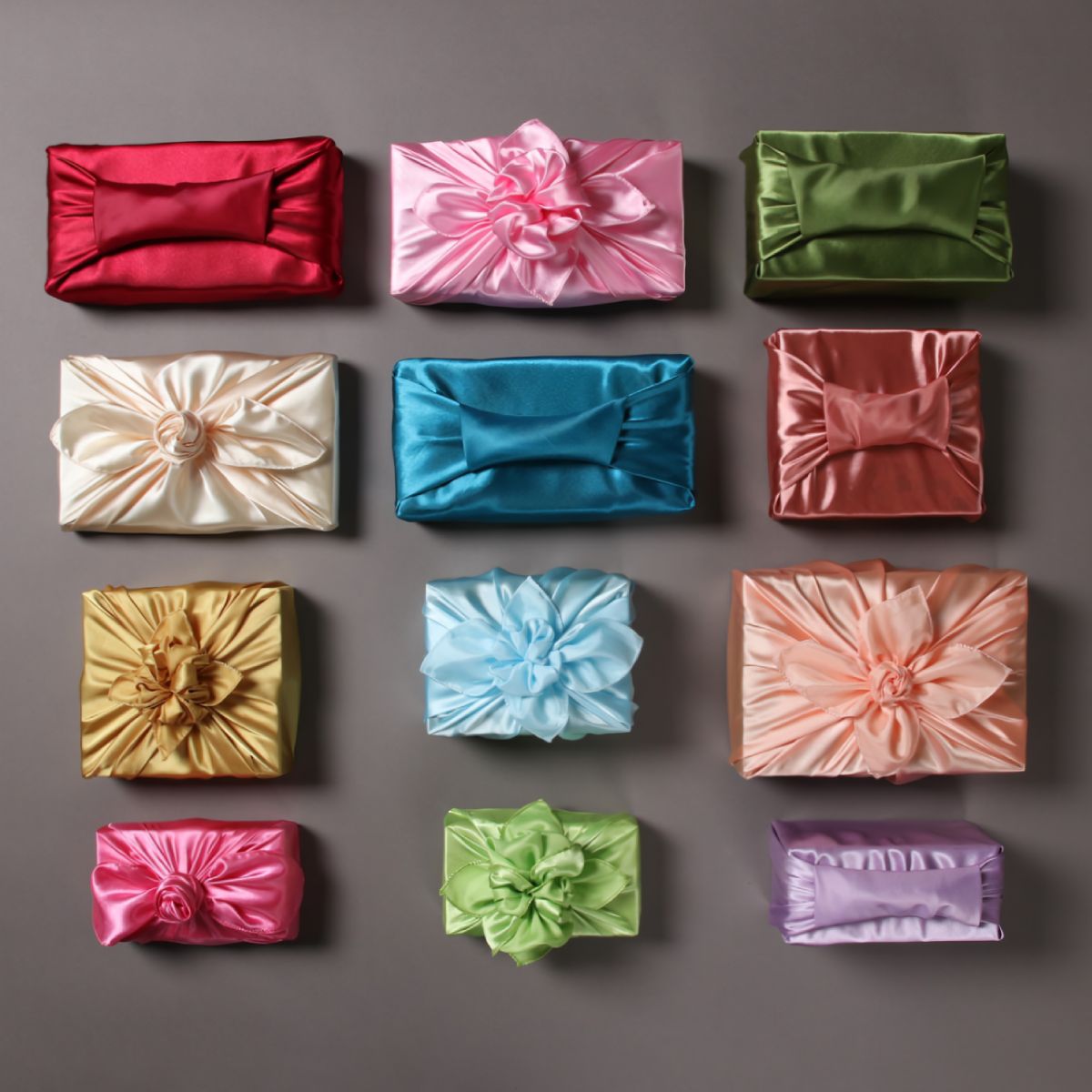 various color of Korean traditional fabric wrap(Bojagi) display.