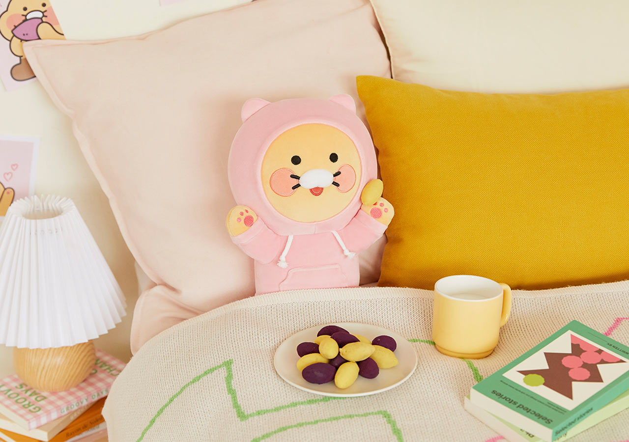 Kakao Friends Merch Pink Hoodie Choonsik Baby Pillow Soft Toy