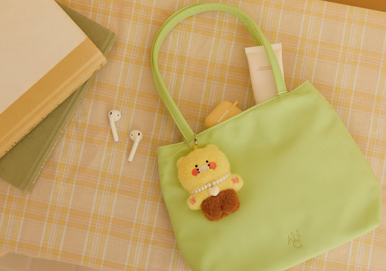 Kakao Friends Fluffy Choonsik with Pearl Necklace Soft Toy Keychain