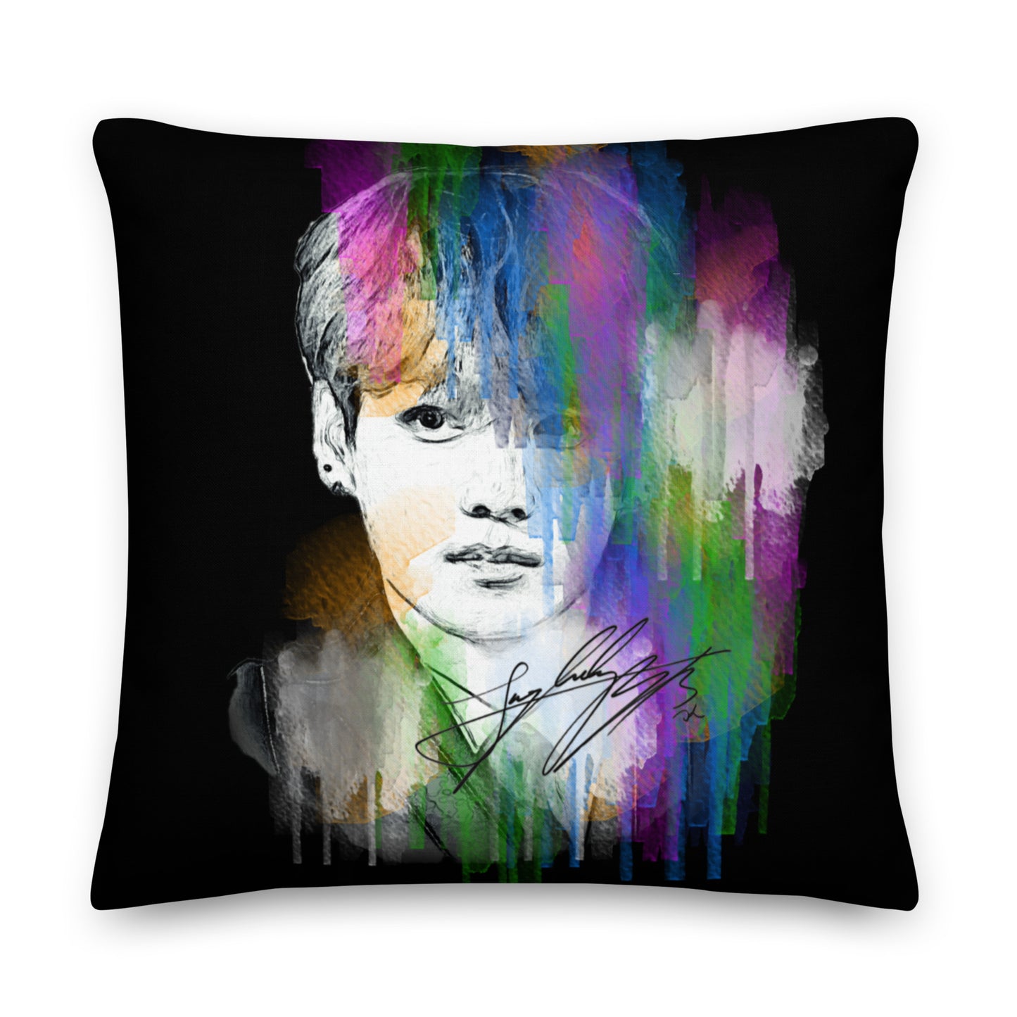 BTS Jungkook, Jeon Jung-kook Waterpaint Portrait Premium Pillow