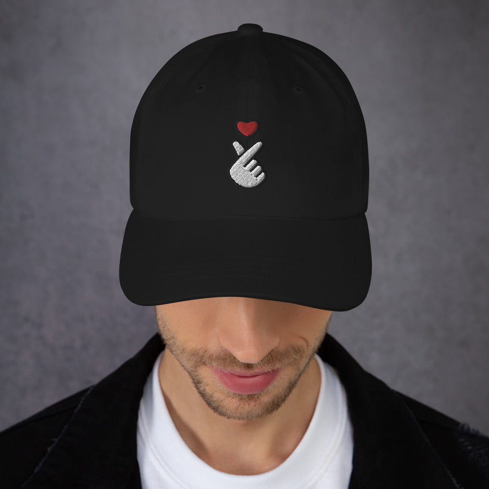 Korean Red Finger Heart Kpop Merch Embroidery Dad Hat - kpophow