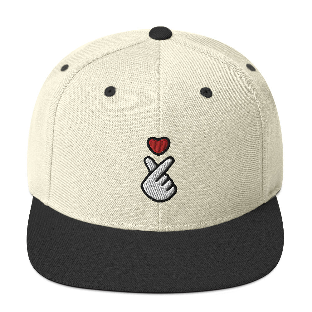 Kpop Finger Heart Emoji Embroidery Snapback Hat
