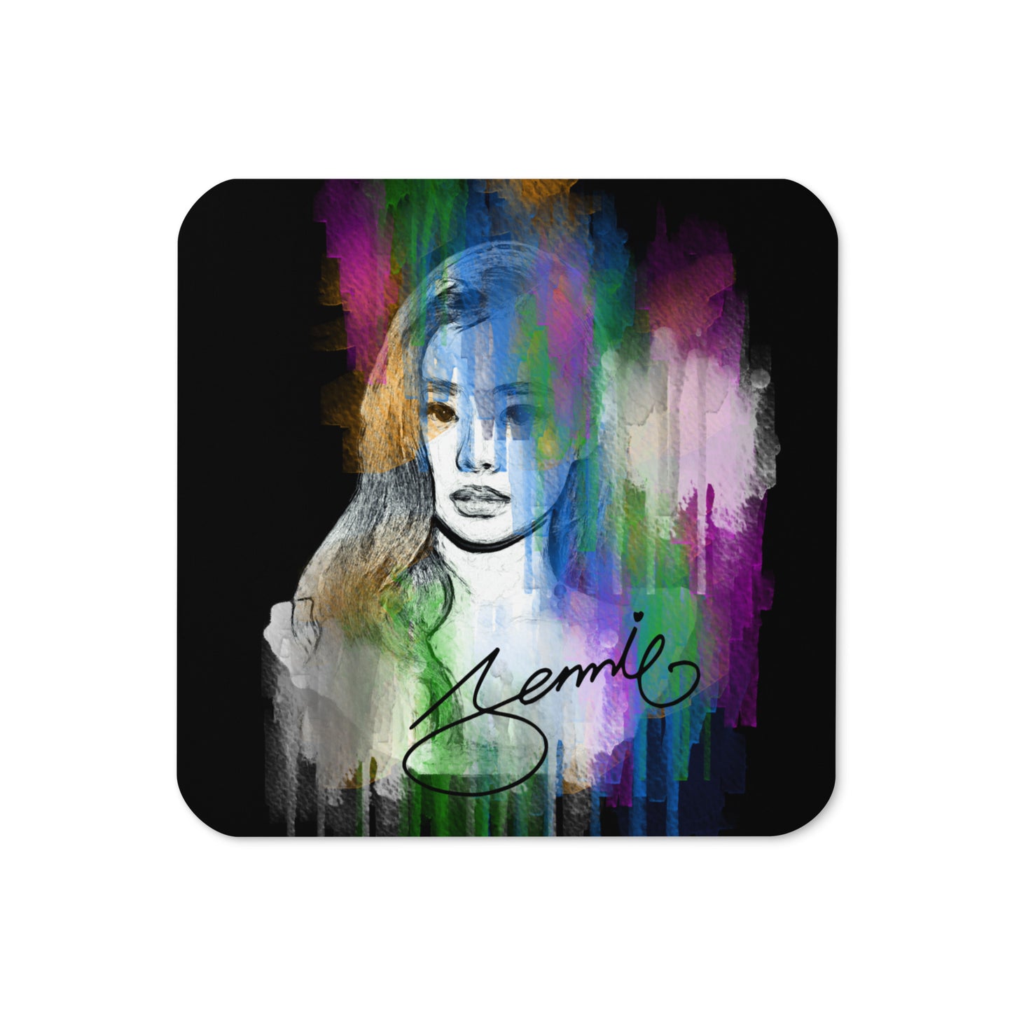 BLACKPINK Jennie, Kim Jennie Waterpaint Portrait Cork Coaster