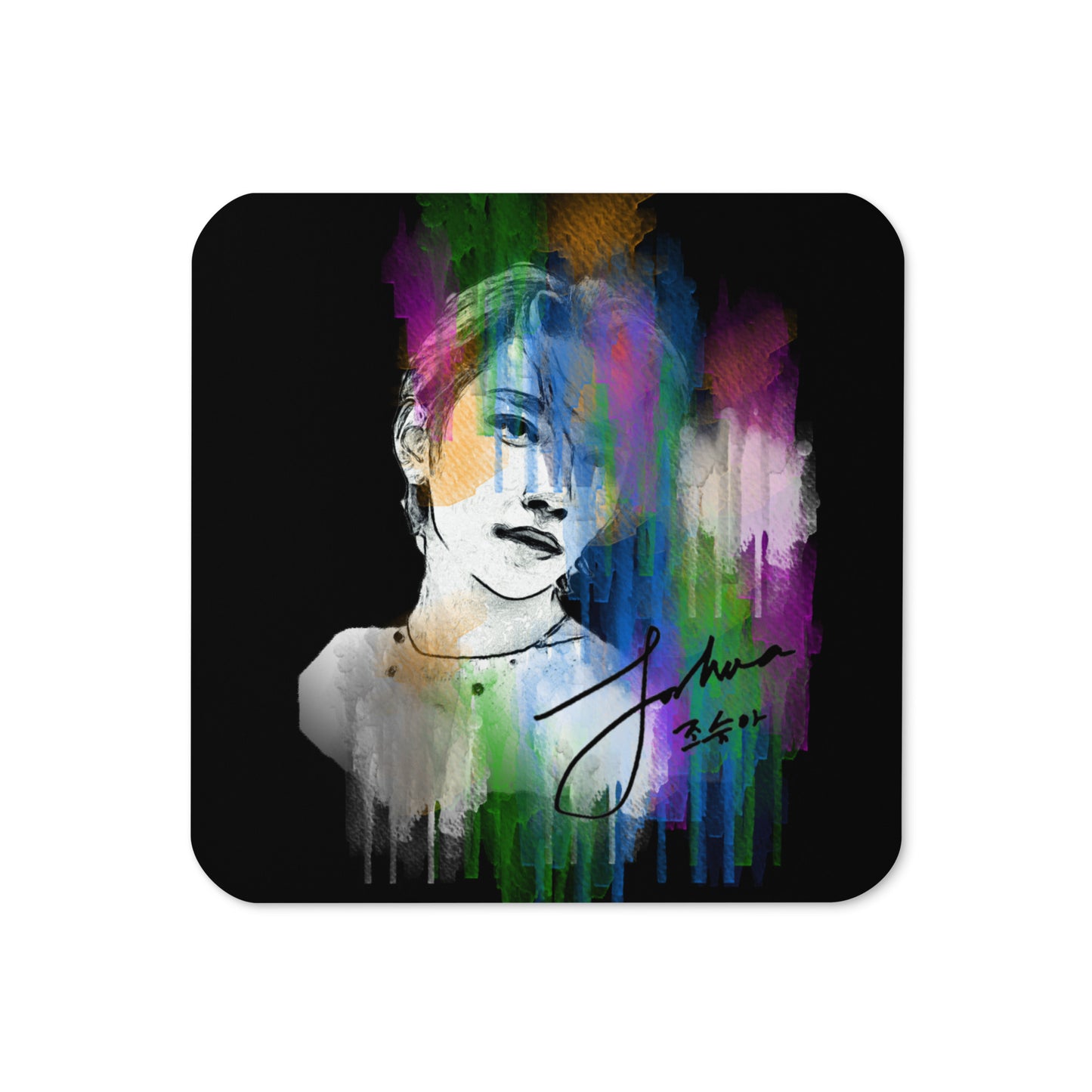 SEVENTEEN Joshua, Joshua Hong Waterpaint Portrait Cork Coaster