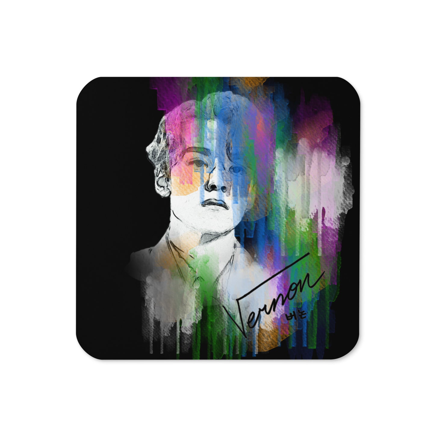SEVENTEEN Vernon, Hansol Vernon Chwe Waterpaint Portrait Cork Coaster