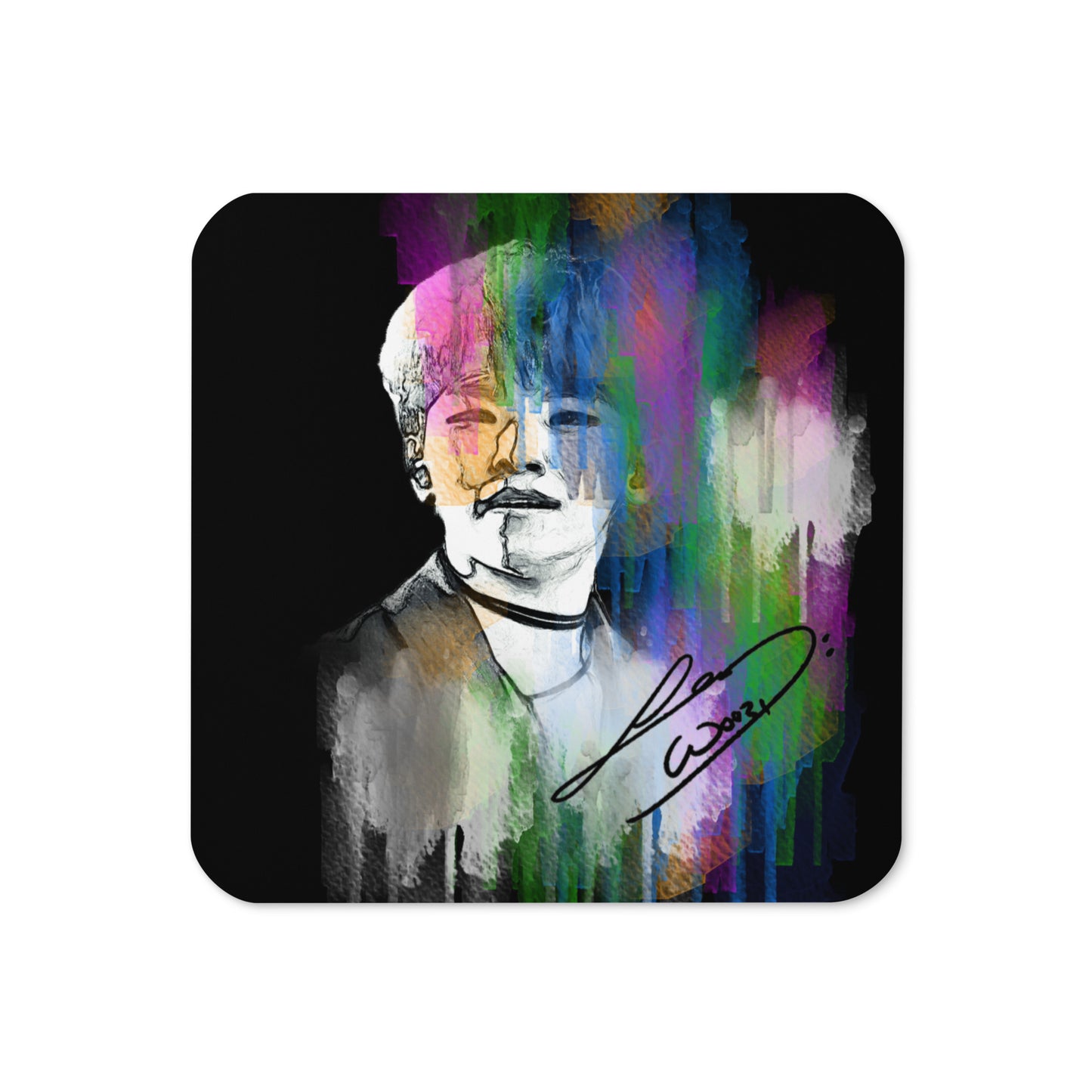 SEVENTEEN Woozi, Lee Ji-hoon Waterpaint Portrait Cork Coaster