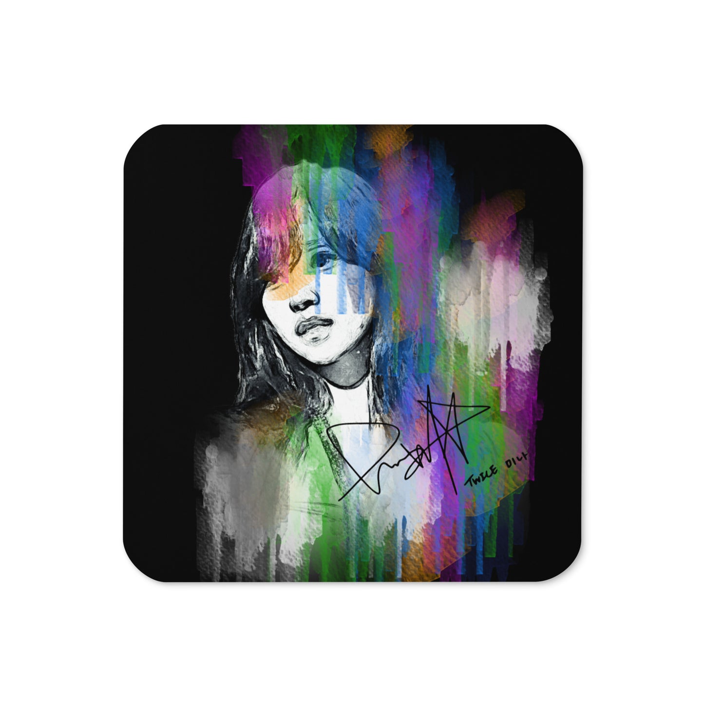 TWICE Mina, Mina Sharon Myoi Waterpaint Portrait Cork Coaster