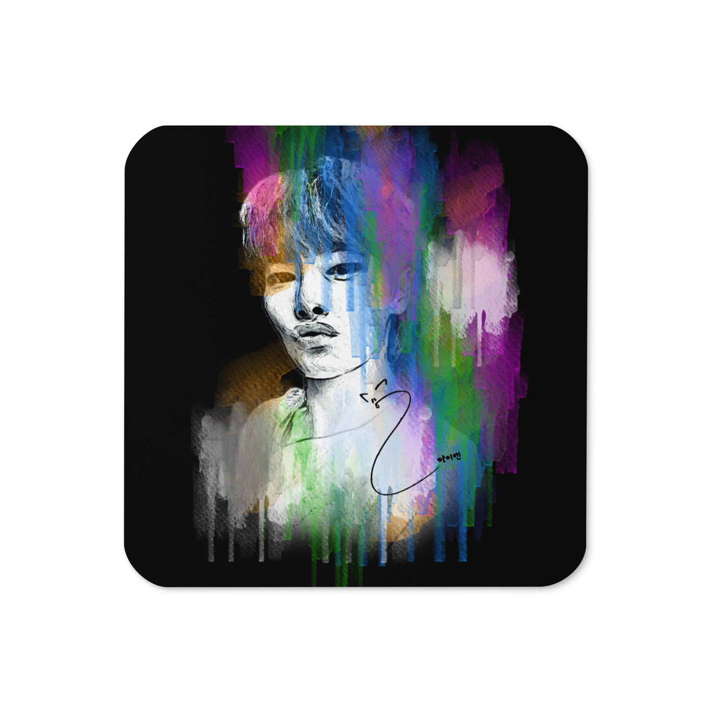 Stray Kids I.N, Yang Jeong-in Waterpaint Portrait Cork Coaster