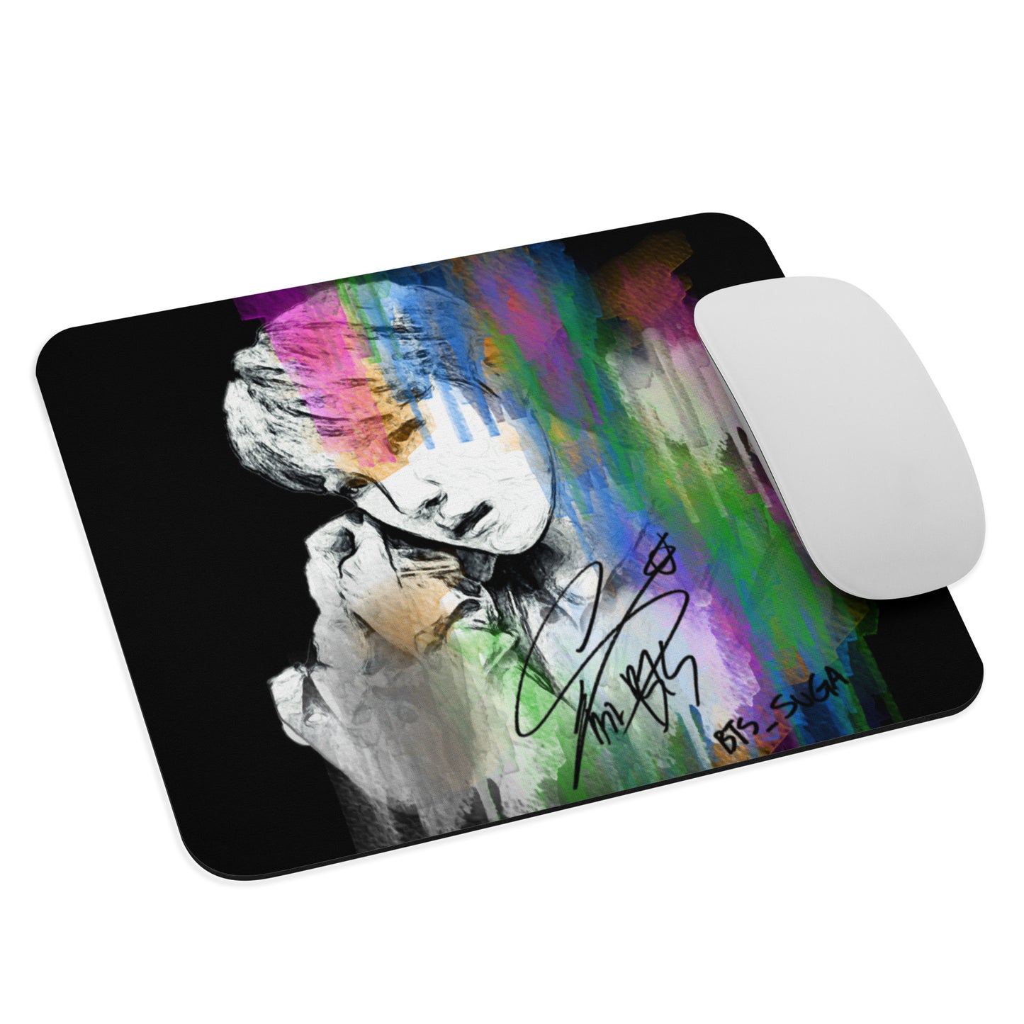 BTS Suga, Min Yoon-gi Waterpaint Portrait Mouse Pad