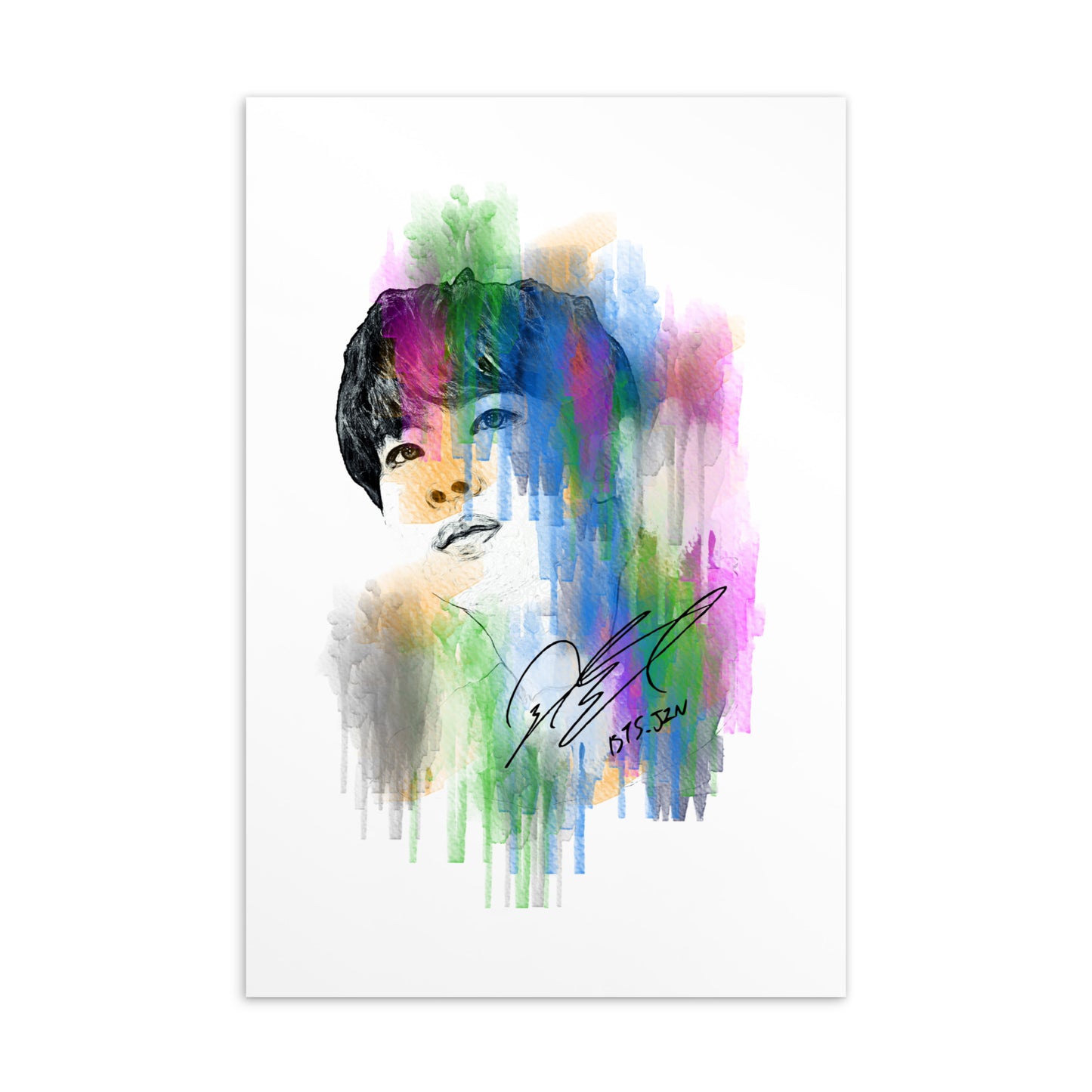 BTS Jin, Kim Seok-jin Waterpaint Portrait Postcard