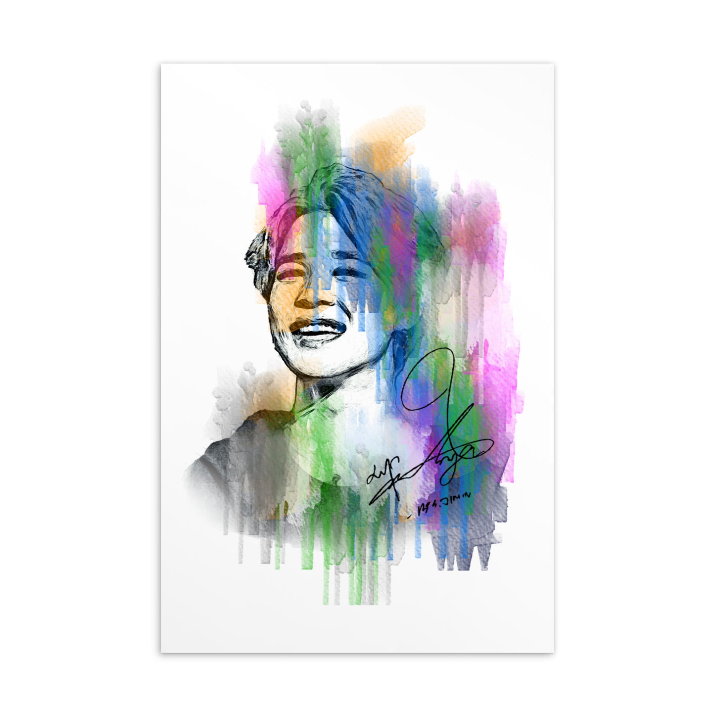BTS Jimin, Park Ji-min Waterpaint Portrait Postcard