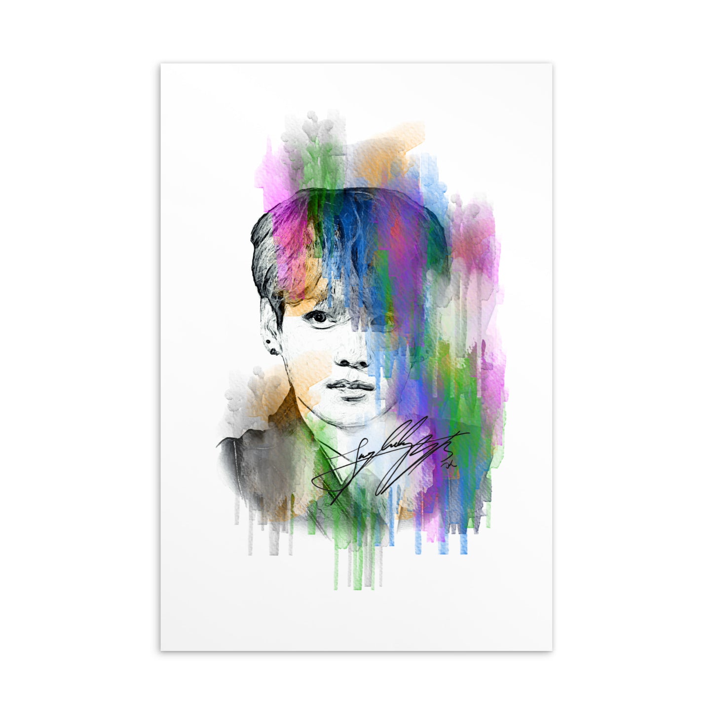 BTS Jungkook, Jeon Jung-kook Waterpaint Portrait Postcard