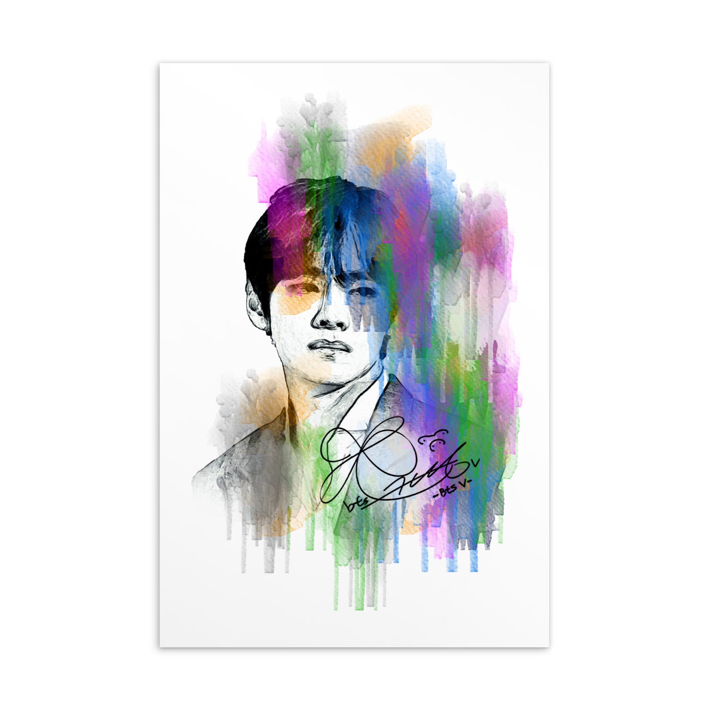 BTS V, Kim Tae-hyung Waterpaint Portrait Postcard