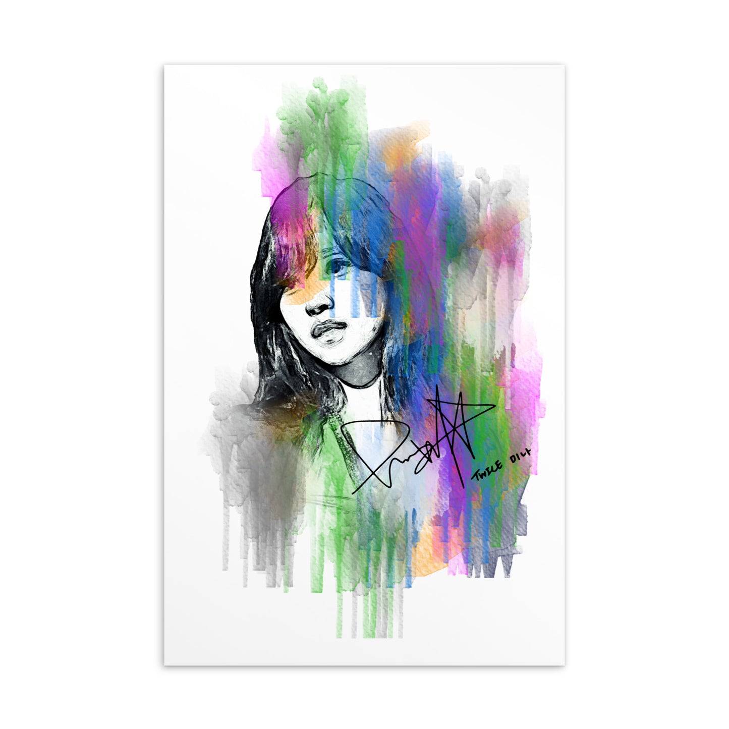 TWICE Mina, Mina Sharon Myoi Waterpaint Portrait Postcard