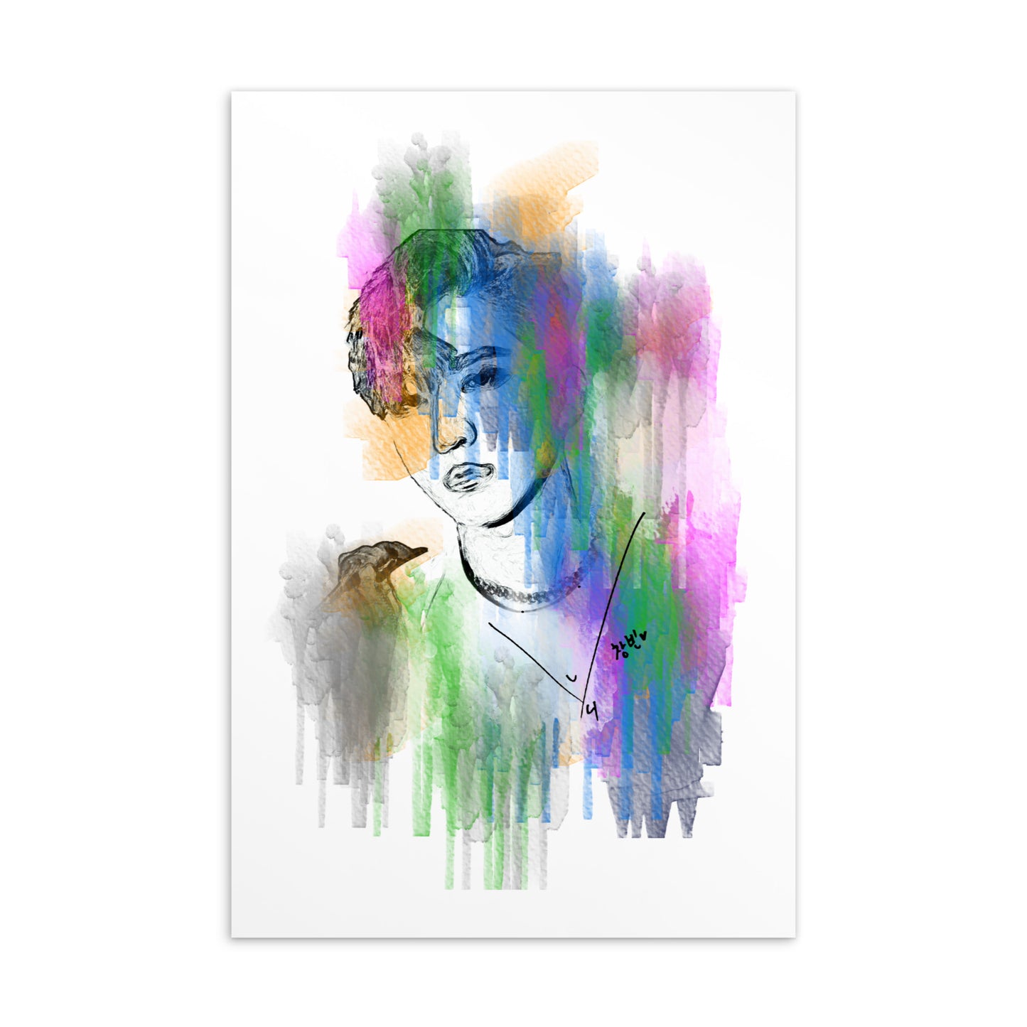 Stray Kids Changbin, Seo Chang-bin Waterpaint Portrait Postcard