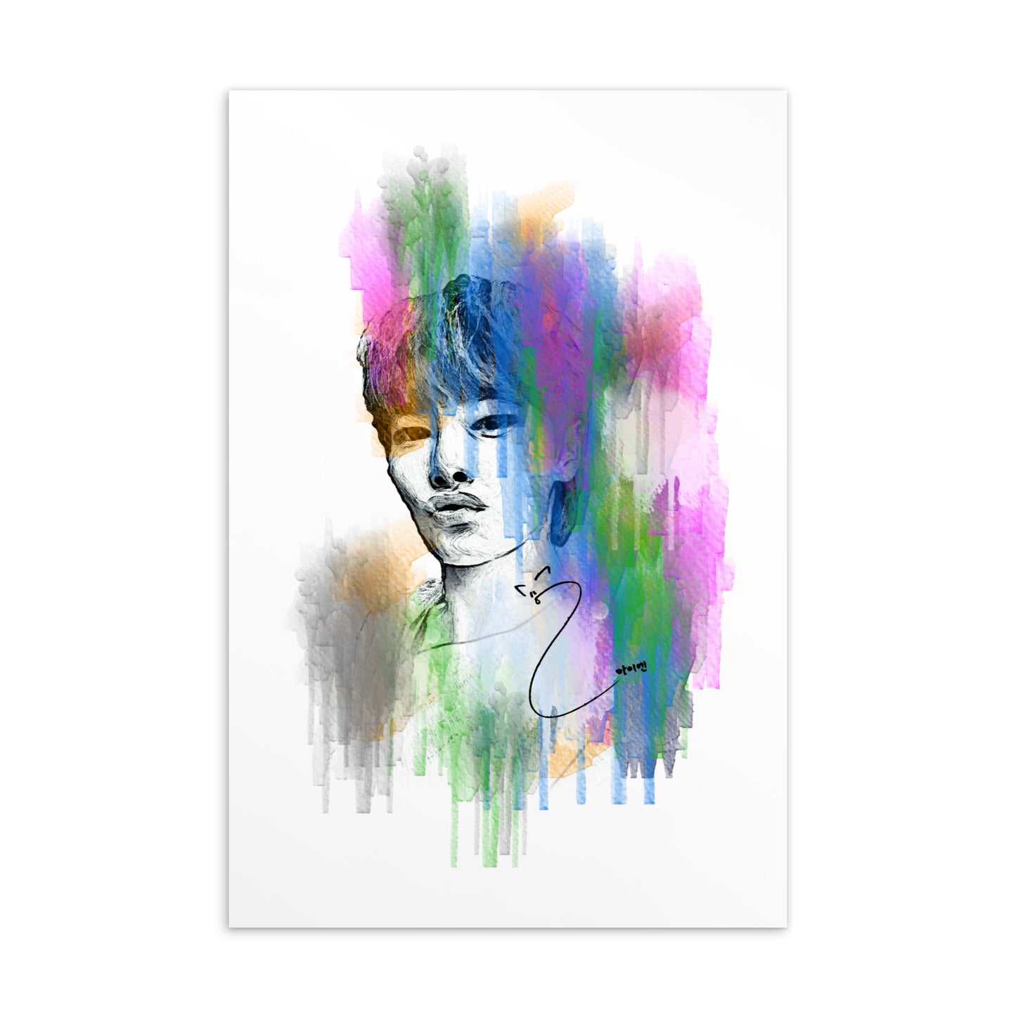 Stray Kids I.N, Yang Jeong-in Waterpaint Portrait Postcard