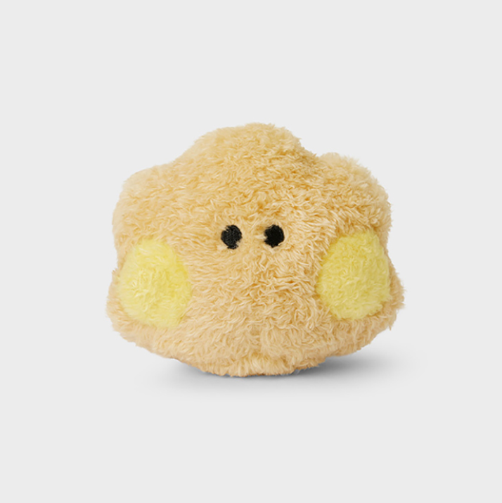 bt21 shooky face plush toy shaped hand mirror,beige color front