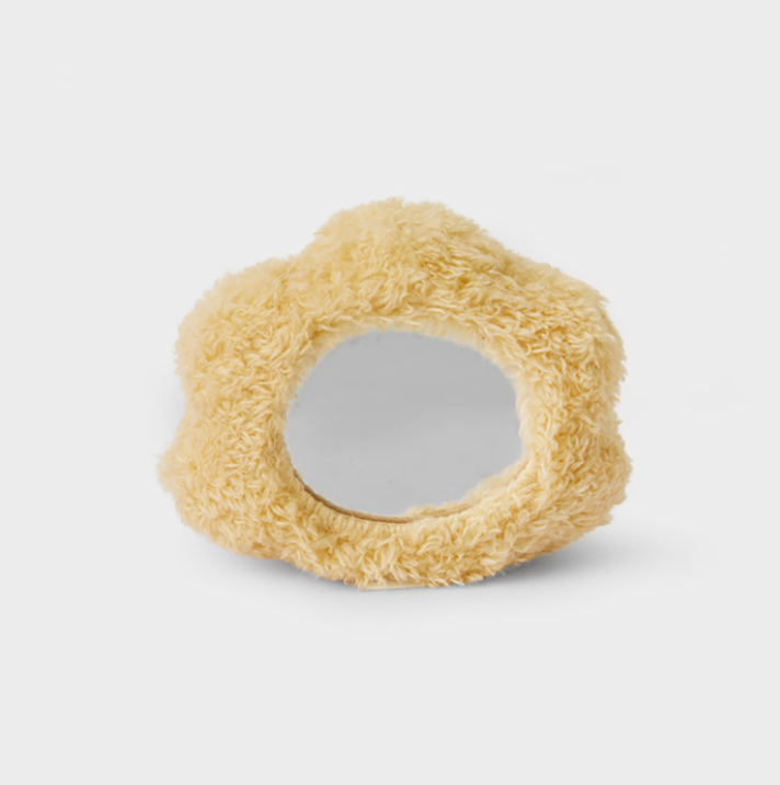 bt21 shooky face plush toy shaped hand mirror,beige color back