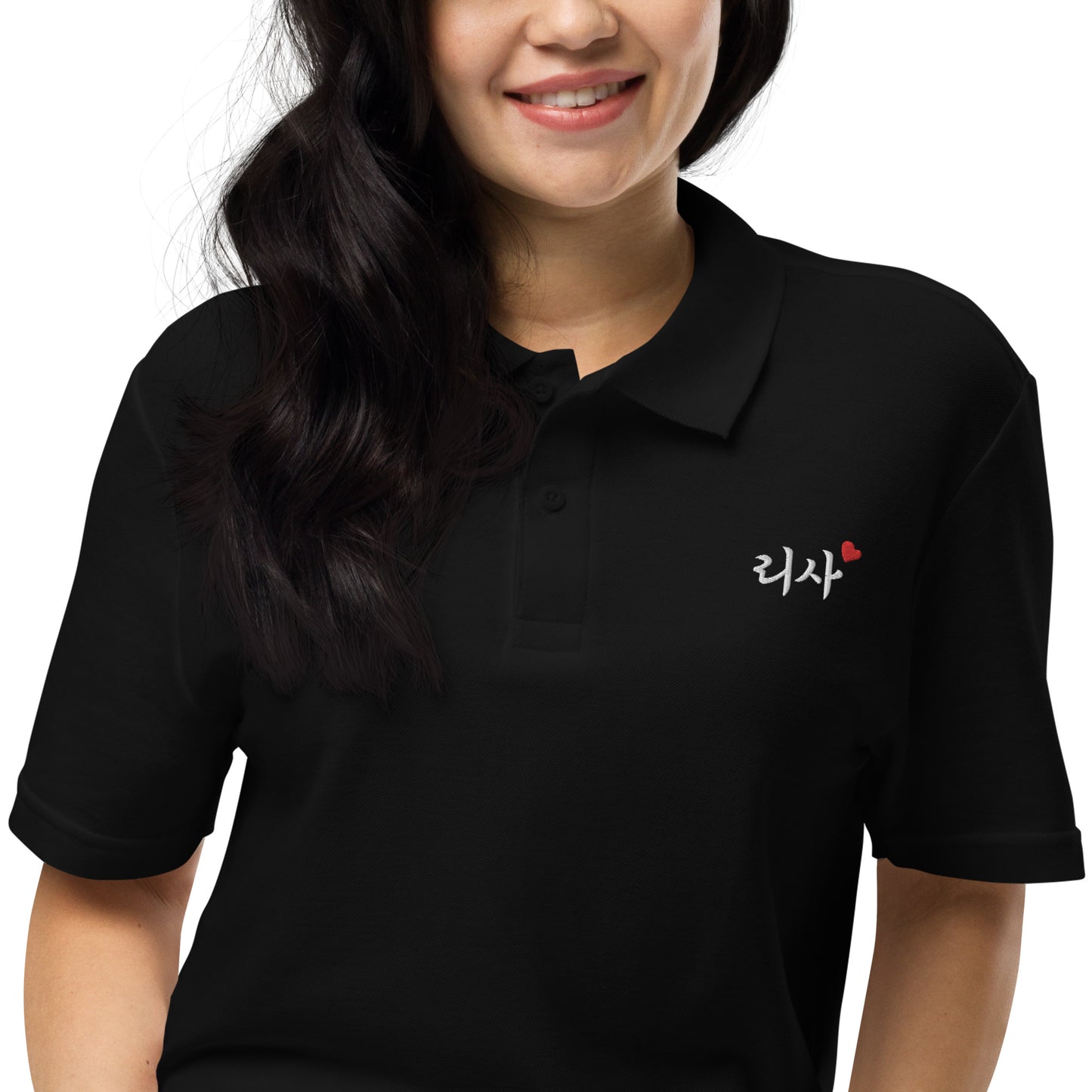 Lisa in Korean Embroidery Unisex Pique Polo Shirt