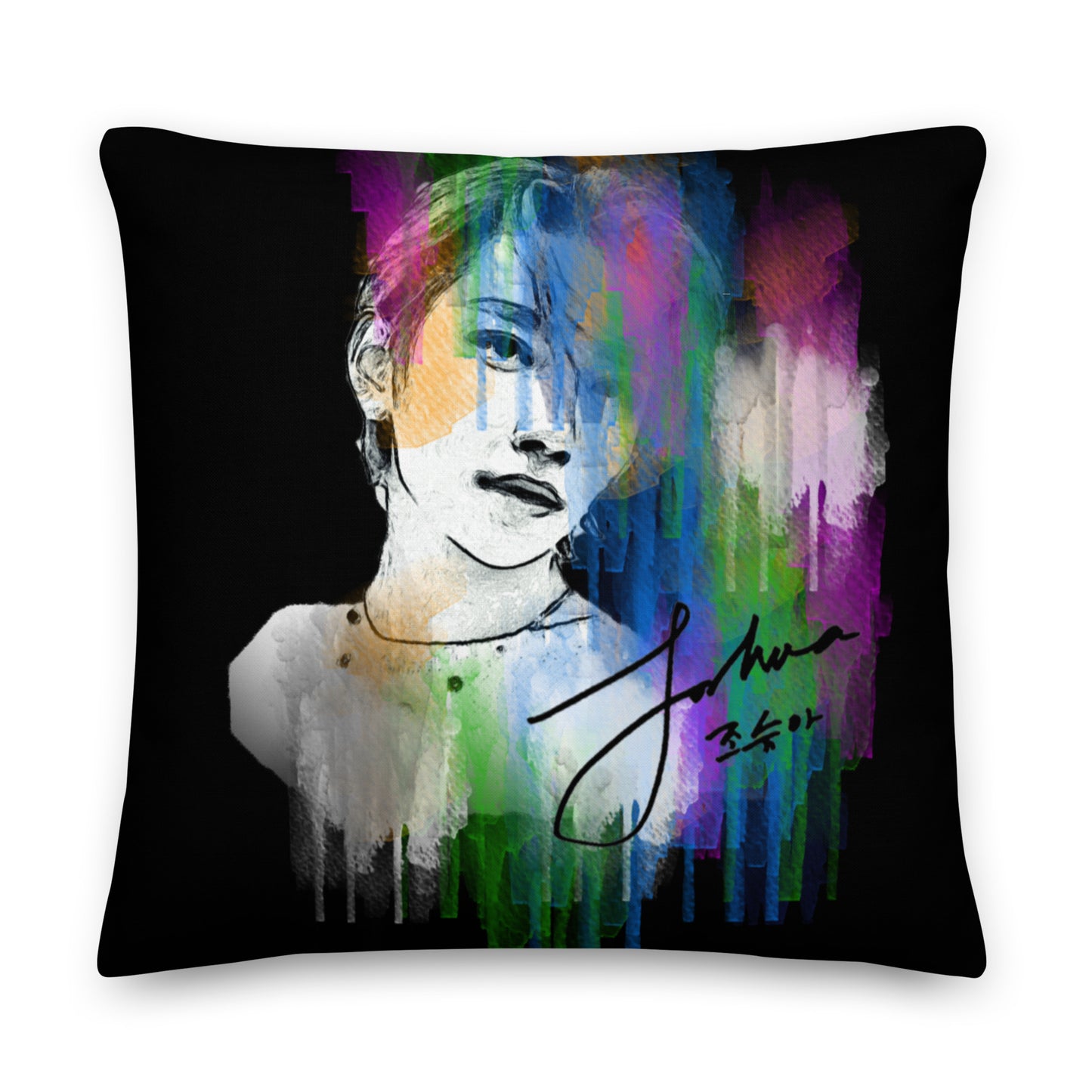 SEVENTEEN Joshua, Joshua Hong Waterpaint Portrait Premium Pillow