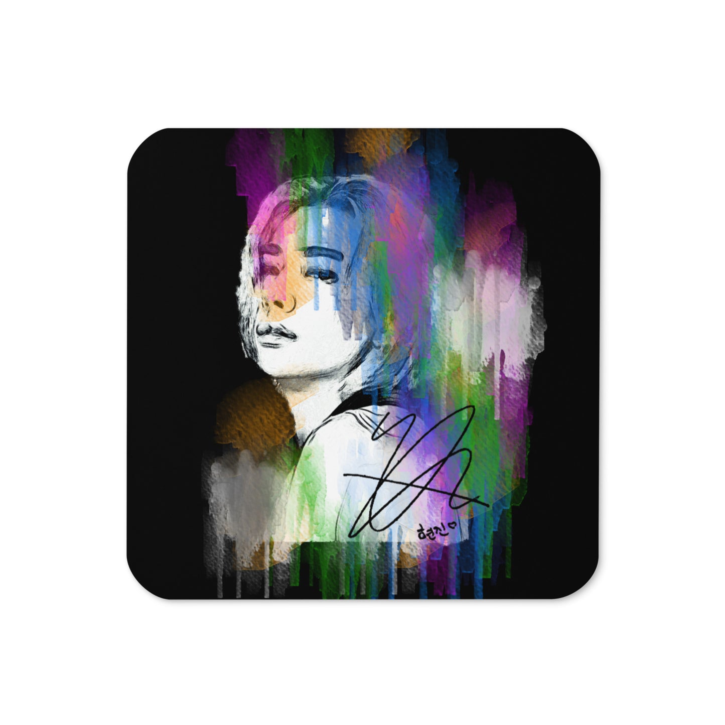 Stray Kids Hyunjin, Hwang Hyunjin Waterpaint Portrait Cork Coaster