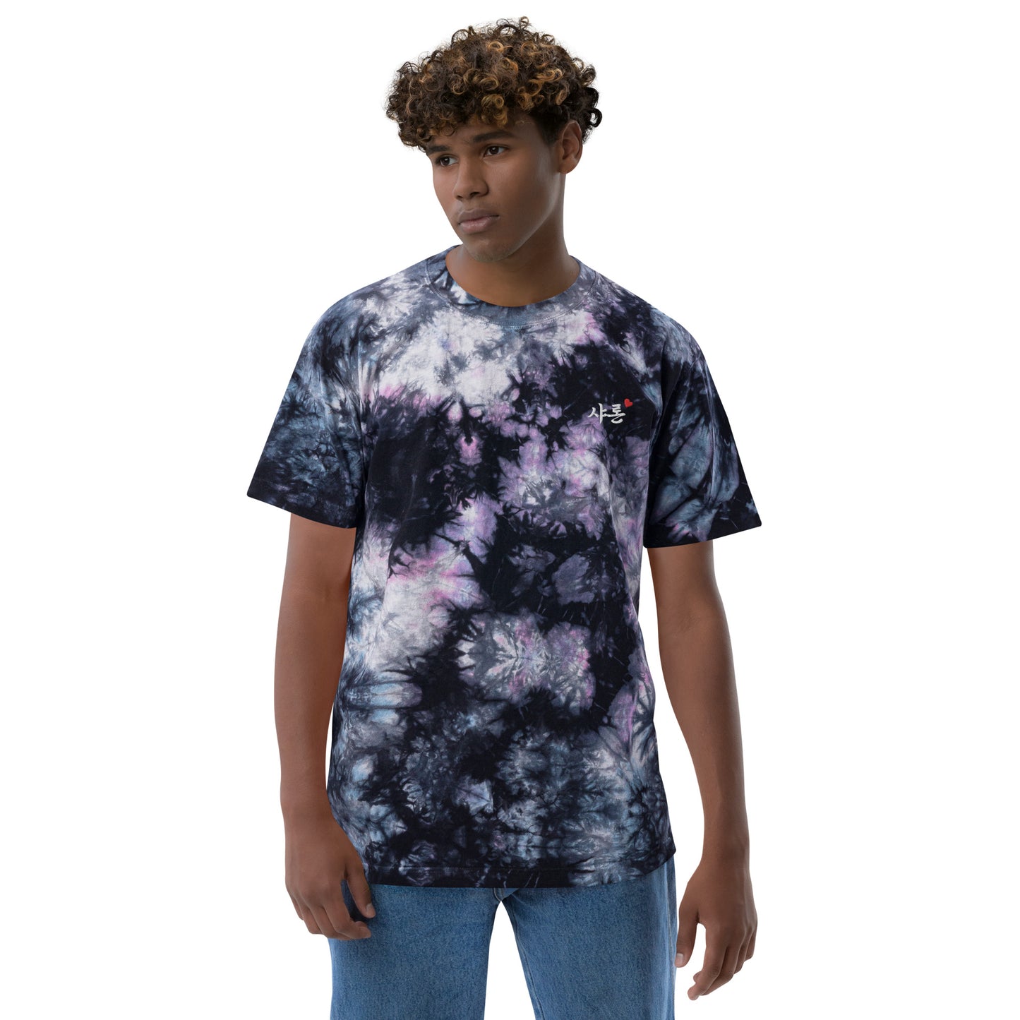 Sharon in Korean Kpop Shaka Wear Embroidery Tie-Dye Unisex T-Shirt - kpophow