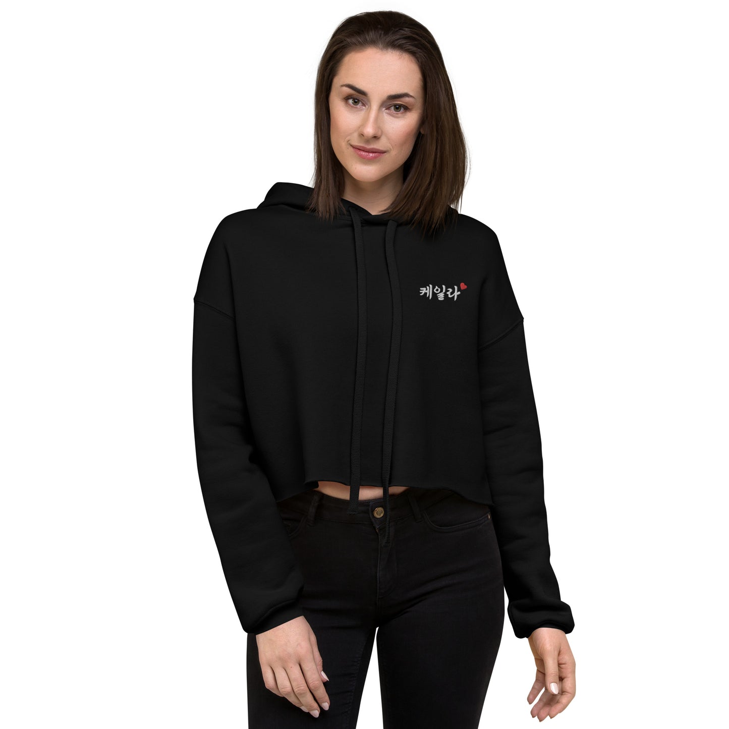 Kayla Korean Name Embroidery Women's Cropped Hoodie